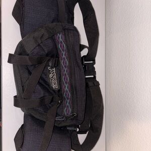Vintage 90s Jansport Black with Braid detail Belt Bag with Bottle Holders